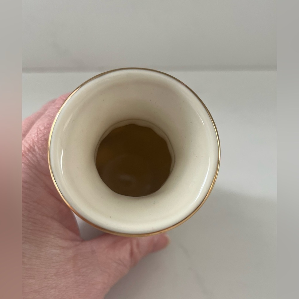 Lenox 5” Scalloped Bud Vase with Gold Rim - Picture 3 of 3